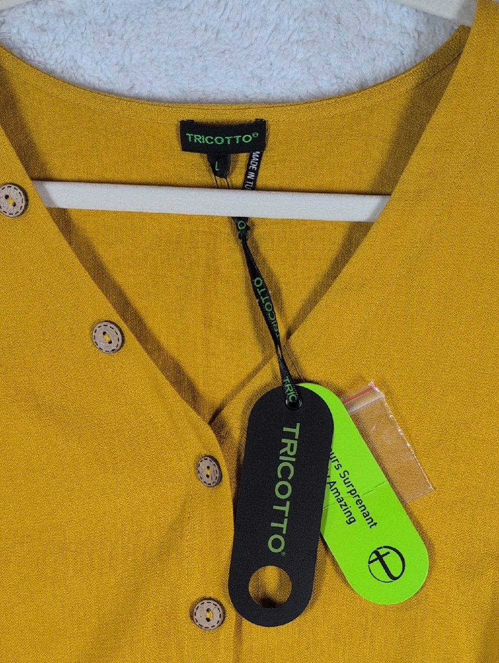 535-Tricotto Mustard Yellow Button-Front Cropped Button Down - Picture 2 of 5